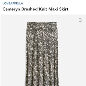 Stitch Fix Loveappella brushed knit maxi skirt, black print, size M, NWT
